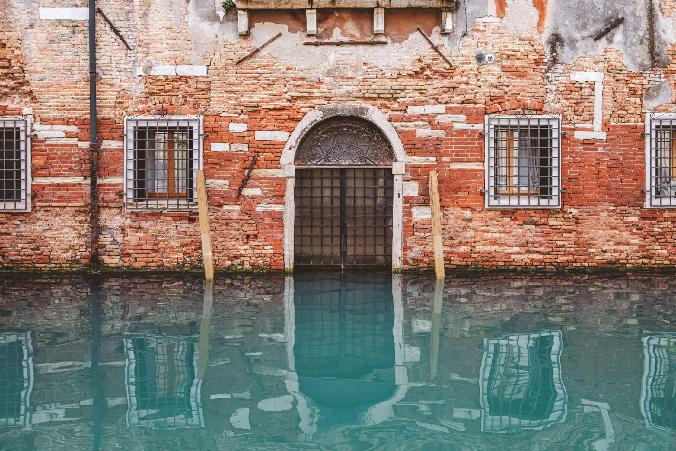 Venice is white, green and brown.